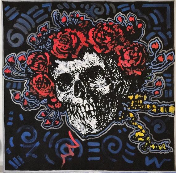 Large Wall Art Grateful Dead Art Skull and Roses Art by MattPecson