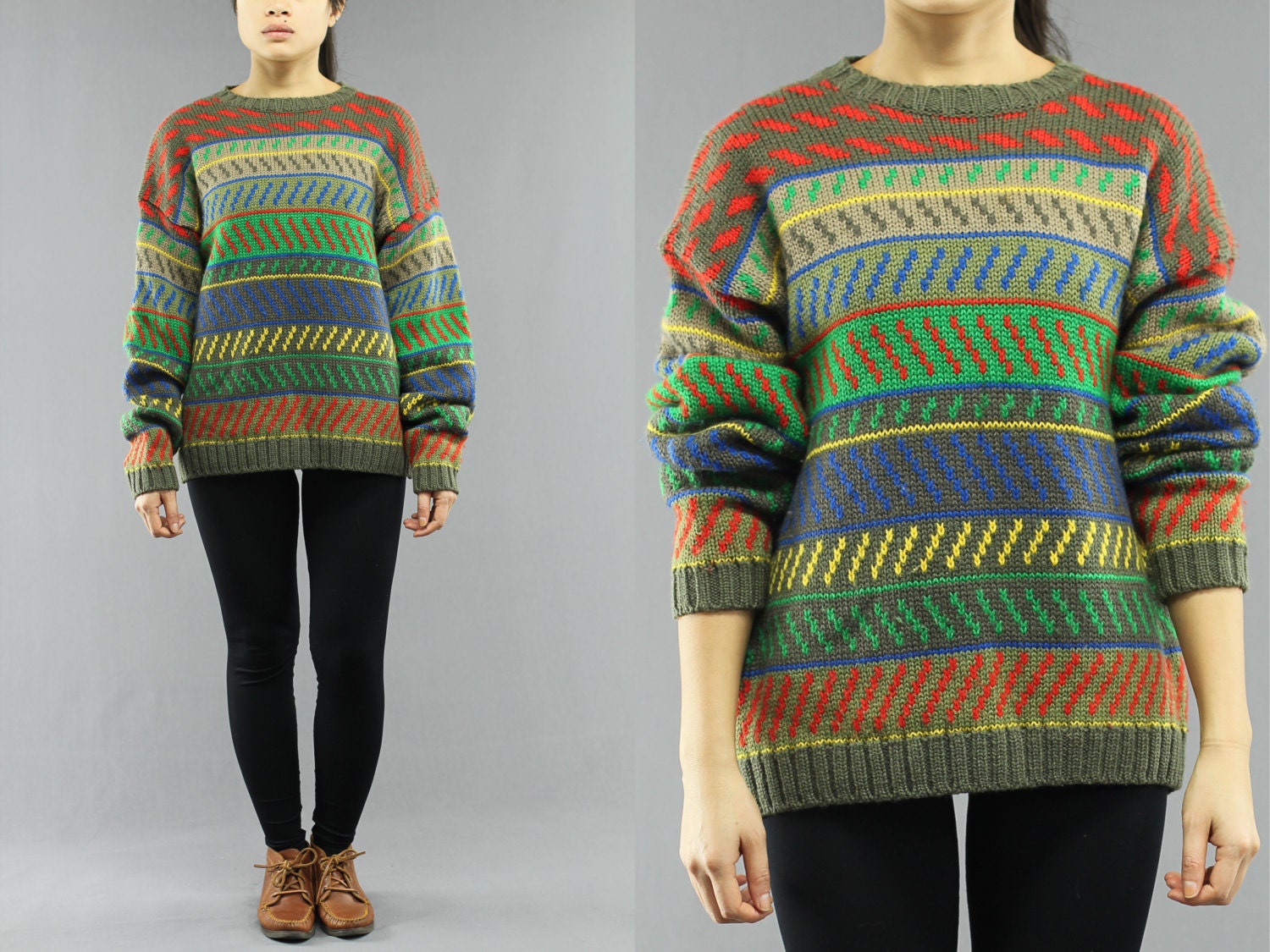 Esprit Colorful Wool Knit Sweater Oversized Chunky Jumper