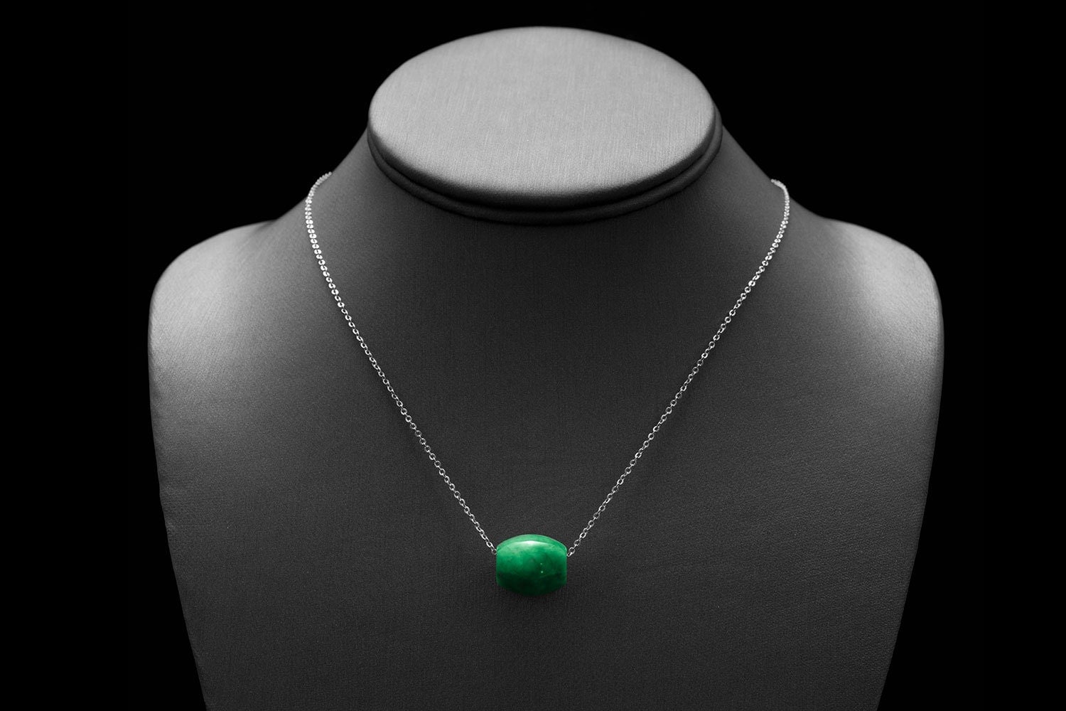 Jade Barrel Necklace/ Lucky Jade Pendant/ Green Jade Necklace/