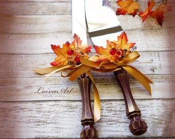 Fall Wedding Cake Server Set Knife Fall Wedding Cake Cutting Set Cake Knife Set Wedding Cake Servers Cake Cutter Cake Decoration