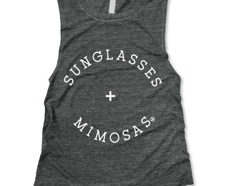 Sunglasses and Mimosas, Muscle Tee in Charcoal/White Workout Top, Muscle Tank