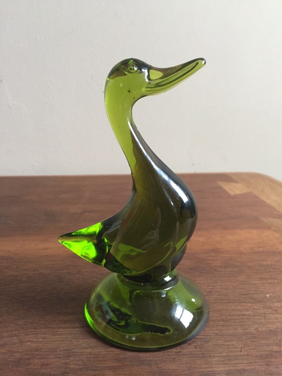 Items similar to Viking Glass Avacado Green Duck on Etsy