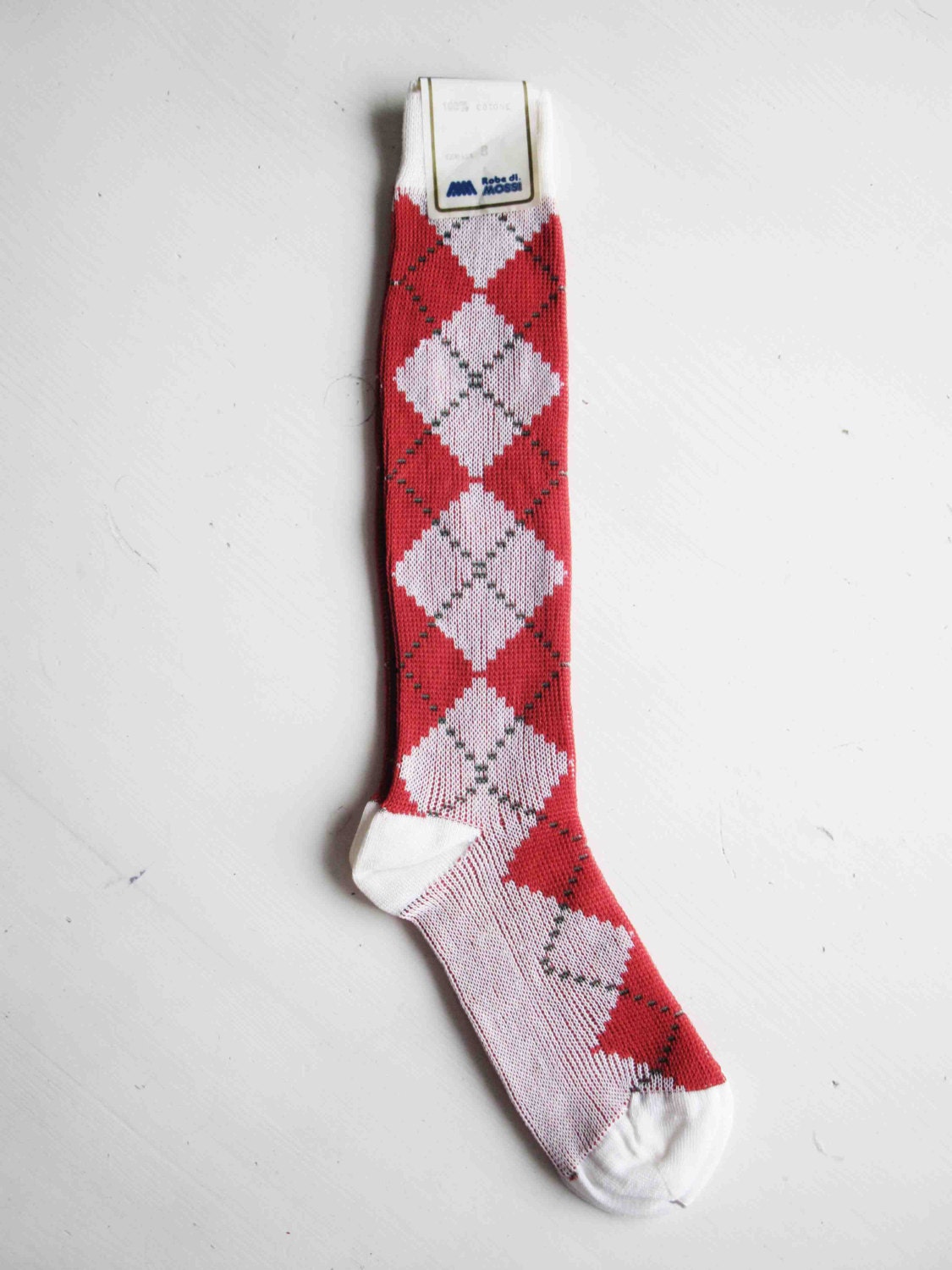 Vintage socks 100 cotton Argyle patterned socks 1970s