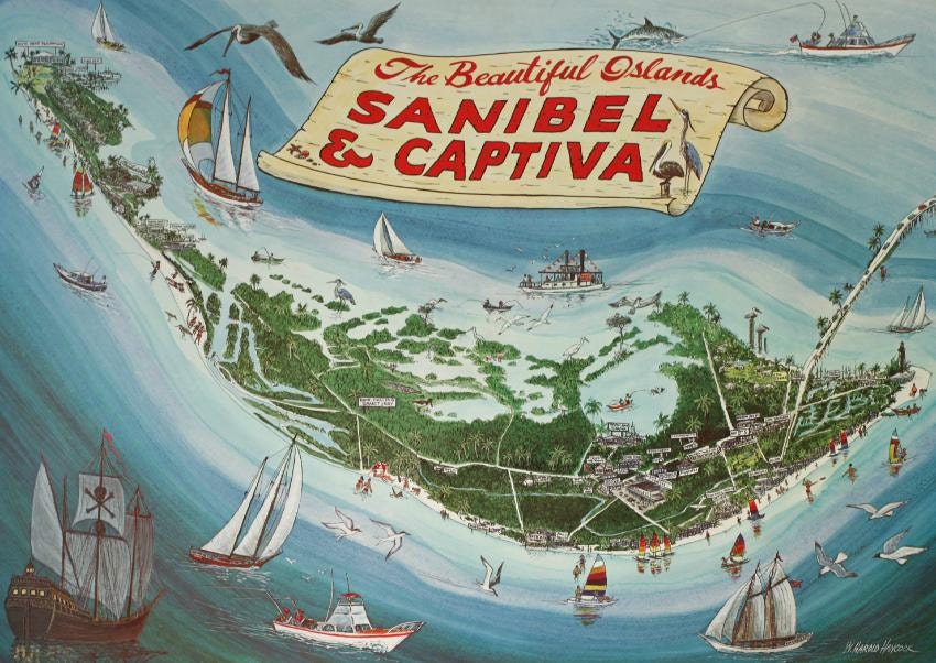 Sanibel Island Poster Captiva Island Poster Vintage Travel