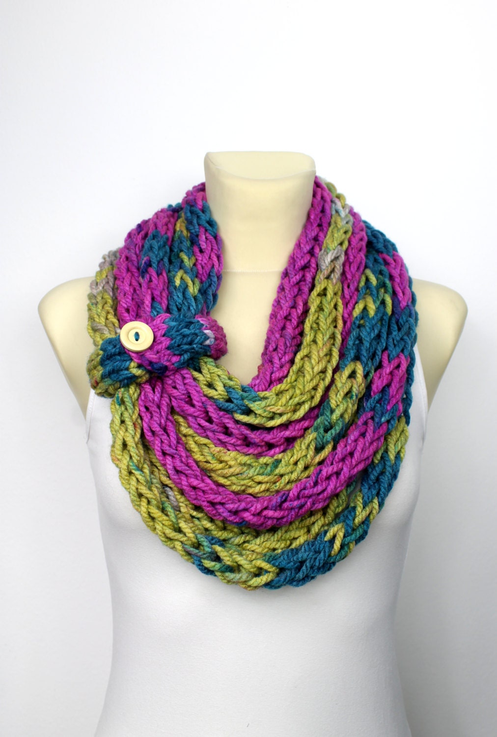 Knit Cowl Scarf Knit Infinity Scarf Knitted Loop Scarf