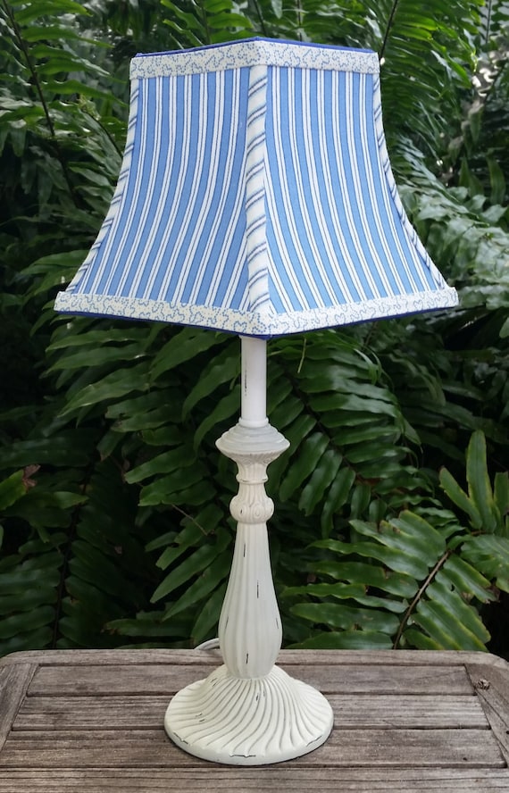 Lampshade Chandelier Blue Stripe Square Bell by VeroLampshades