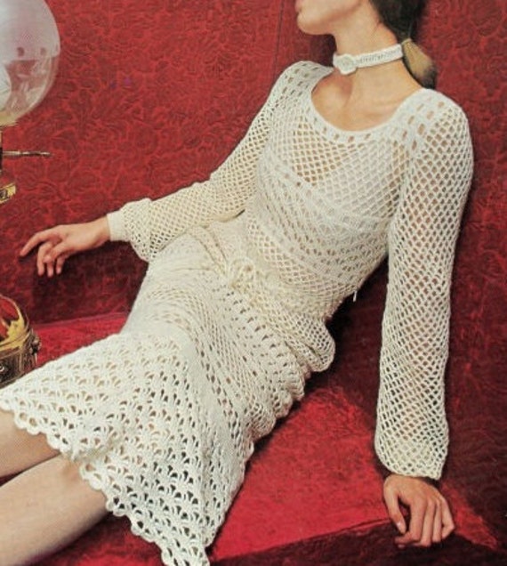 Crochet DRESS Pattern Vintage 70s Crochet Wedding Dress