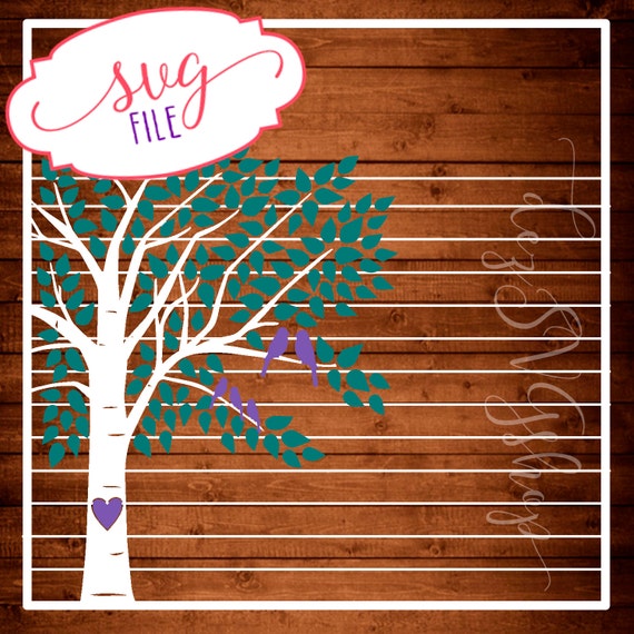 Cut File Lovebirds Tree WITH KIDS SVG dxf Decal by DezSVGShop