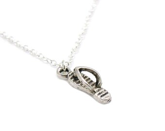 Flip Flop Necklace, Flip Flop Pendant, Flip Flop Charm, Antique Silver Flip Flop, Silver Flipflop Necklace, Beach Shoe Charm, Sandal Charm