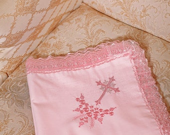 Christening blanket Baptism blanket rose baby blanket Personalized Christening gift for goddaughter Christening day Embroidered blanket