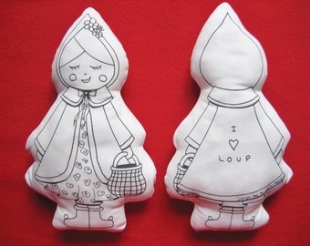 Doll little Red Riding Hood coloring / doll color and will machine / Wolf doll / Princess or pirate doll / nesting doll