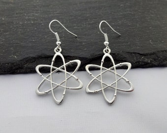 Atom Earrings, Science Earrings, Atom Jewellery, Charm Earrings, Science Jewelry, Atom Gift, Science Gifts, Science Gifts, Science Jewellery