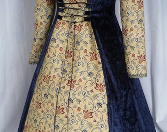 Black And Blue Medieval Wedding Dress Goth Renaissance Pagan