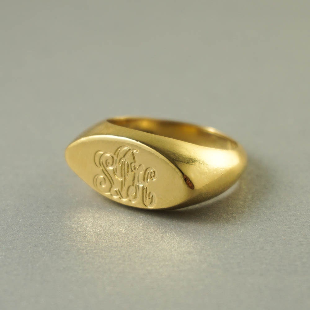 Engraved Ring Monogram Ring Stamp ring Signet by NewHabitJewelry