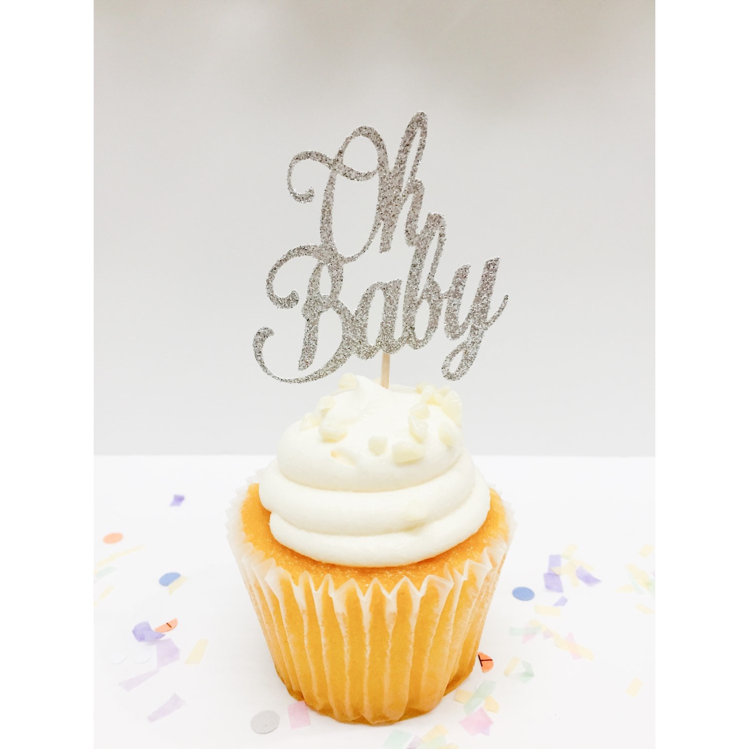 Oh Baby Cupcake Topper baby shower Script Font cupcake