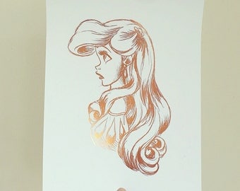 Little Mermaid Print - Little Mermaid Foil Print - Nursery Art - Disney Quote - Copper Home Decor