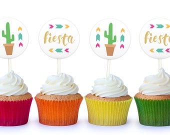 Cupcake Toppers - Fiesta Cactus Cake Toppers, Printable