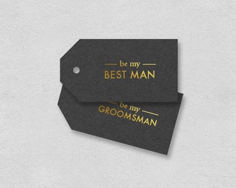 Best man card Groomsman card printable | gift tag will you be my best man | Classic minimalist simple gray gold cool manly label gift note