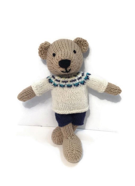 Knitted Teddy Bear Knit Toy Knit Stuffed Animal Wool by Knitneys