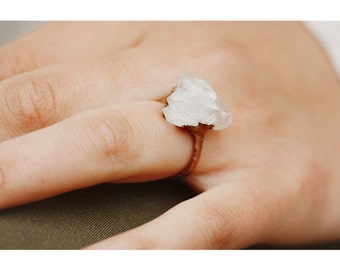 Boho Rings Unique Engagement Ring: raw stone ring, promise ring for her, alternative engagement ring, solitaire stone ring, raw quartz ring