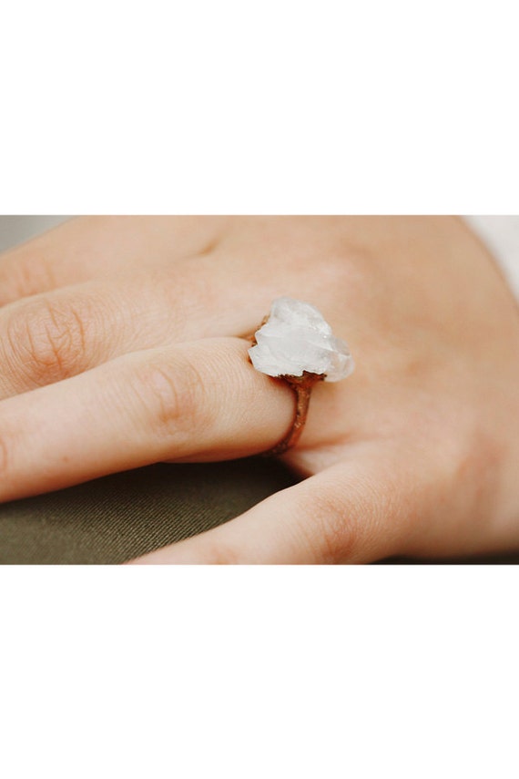 Boho Rings Unique Engagement Ring: raw stone ring, promise ring for her, alternative engagement ring, solitaire stone ring, raw quartz ring