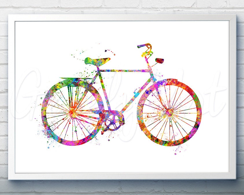 Bicycle Watercolor Art Print Watercolor Painting Bicycle