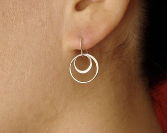 Double Earrings / 24k Gold and Sterling Silver Earrings / Mix and Match Two Tone Circle Earrings / Hoop Earrings