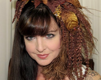 CHOCOLATE PARISIAN Brown Can Can Style Headdress Hair Adornment