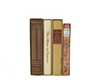 Tall Decorative Books, Slipcase Books, Books, Rousseau, Gibbon, Book Decor, Book Collection, Antique Books, Old Books, Brown Books