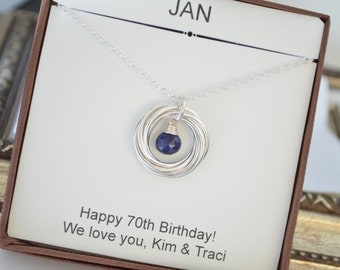 70th Birthday gift for Grandma, September birthstone necklace,Sapphire necklace, 7th Anniversary gift for wife, Mom jewelry,Grandma necklace