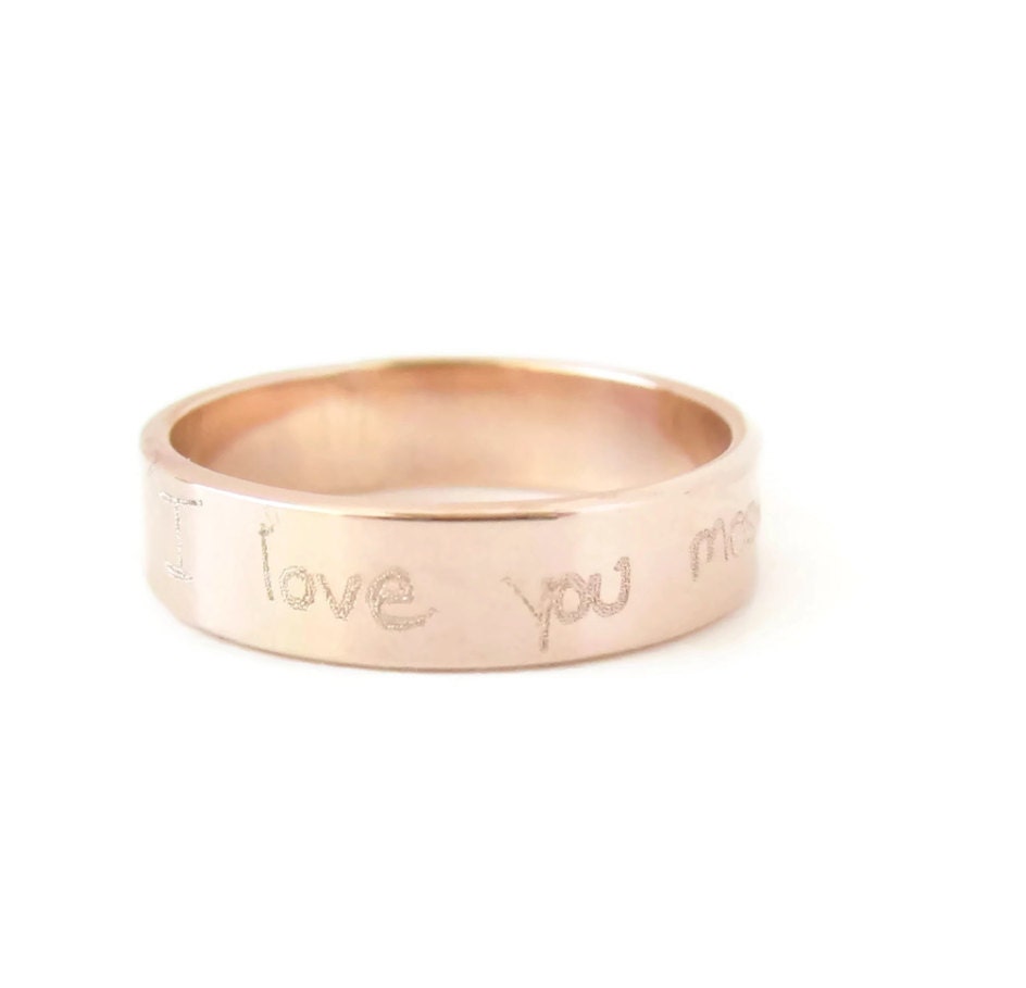 Gift, Custom Handwriting Jewelry, Personalized Gold Ring, Actual Handwriting Ring, Handwritten Jewelry, Memorial Jewelry, Rose Gold Ring