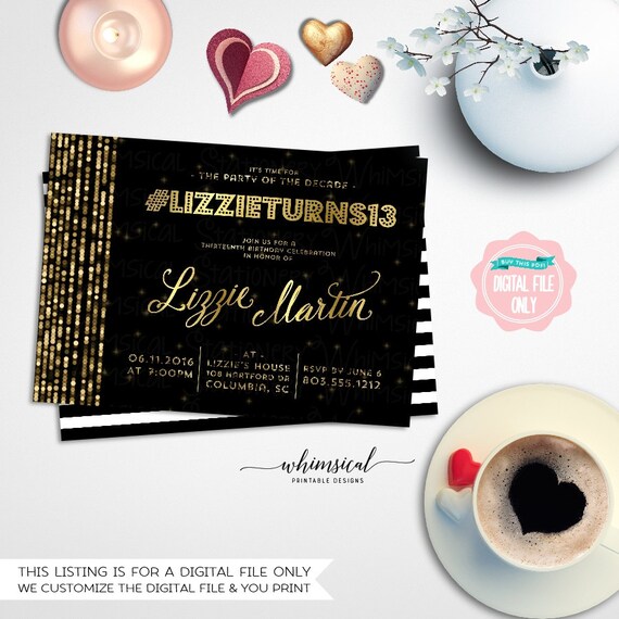 Birthday Invitation Hashtag Sparkle Printable