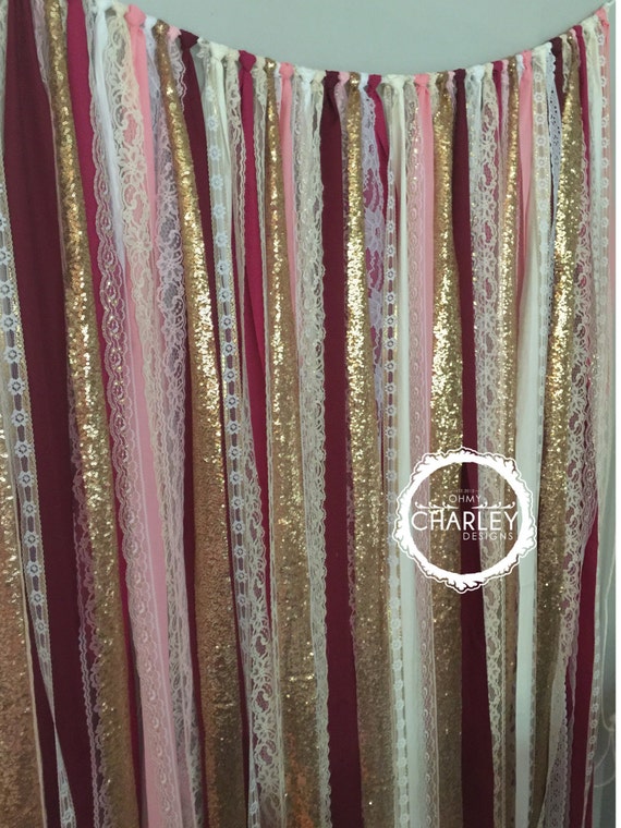 Burgundy Blush Pink Marsala & Gold Sparkle Sequin Fabric