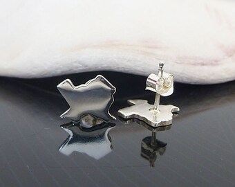 Sterling Silver Texas Studs / Small Texas Earrings / Love Texas / State Studs / Texas Stud Earrings