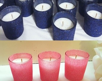24 Coral and Navy Wedding, Coral Wedding Decor, Votive Candle Holders, wedding centerpieces, centerpiece, baby shower, coral and navy baby