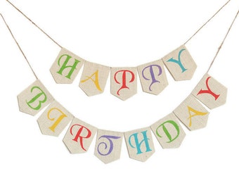 HAPPY BIRTHDAY BANNER Birthday Bunting Birthday Décor Birthday Banner Birthday Sign Birthday Garland Custom Burlap Banner Birthday Party