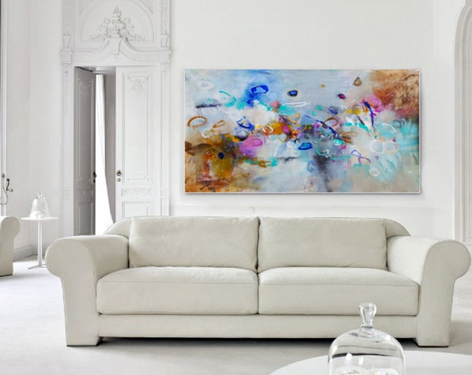 Livingroom decor, Painting extra large, Extra large wall art, Wall hanging, Art painting, Original painting abstract, Acrylic painting, blue