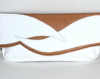 Leather Clutch-Cream-White-Little Bag by LoraLeahter-evening bag-Clutch bag-Leather handbag-Gift for her-Pouch-leather-bag-birthday gift