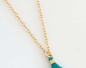 Tassel Layering Necklace, Dainty Layering Necklace, Tassel Necklace, Simple BoHo Necklaces, Tassel Charm, Gift for Her,LEILAJewelryShop,N239