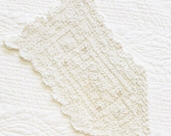 Vintage Romantic Home Heirloom White Floral Threaded Table Linen, Olives and Doves