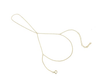 Delicate Finger Hand Chain Slave Bracelet Boho Gypsy Festival Dainty Minimal Jewelry | Sterling Silver and 14k Yellow Gold Filled Options
