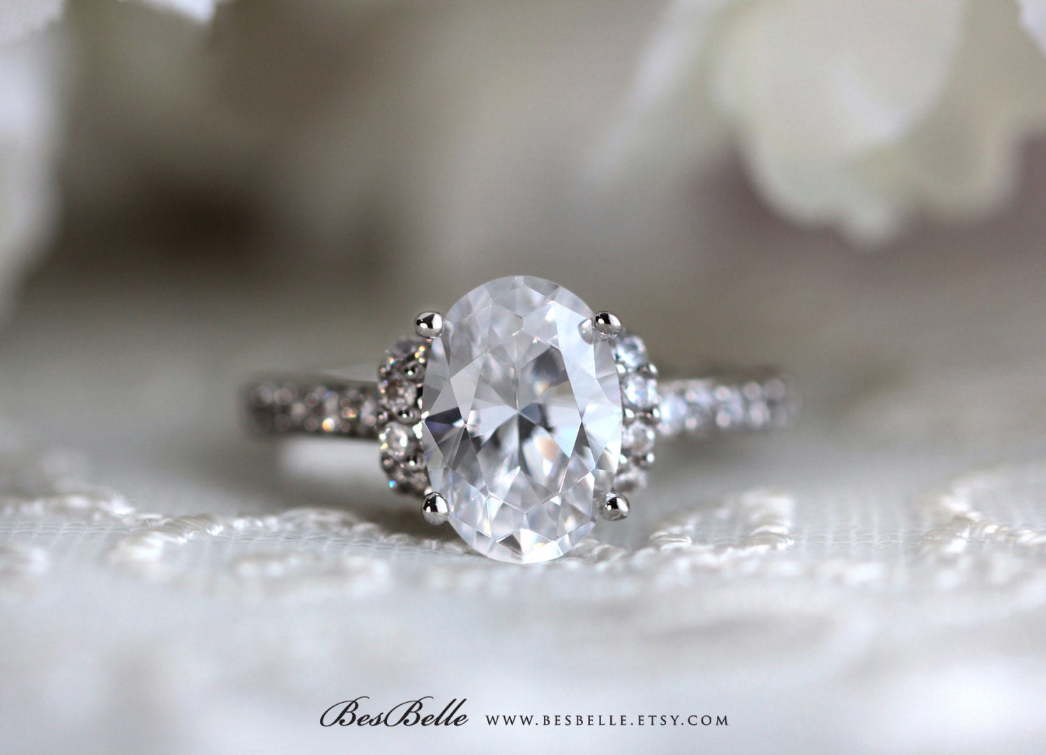 3.27 ct.tw Art Deco Ring-Art Deco Engagement Ring-Oval Cut