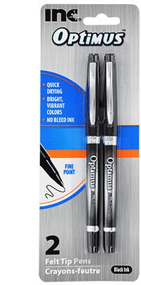 2 fine POiNT BLACK Felt TiP MARKERS permanent magic marker ink