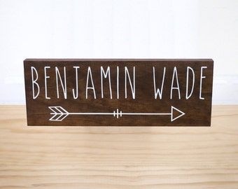 Personalized Name Sign, Baby Name Sign, Woodland Nursery, Arrow Decor, Baby Shower Gift, Personalized Baby Gift, Woodland Baby Shower