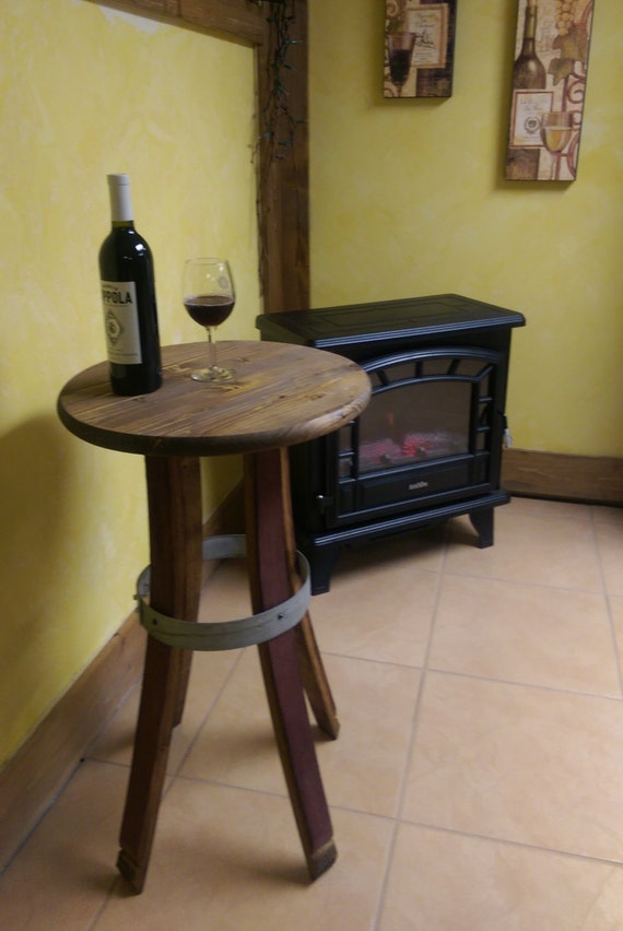 Wine barrel stave side table