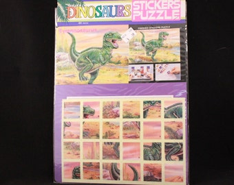 Sealed Vintage Tyrannosaurus Dinosaur Stickers Puzzle. 24 Pieces