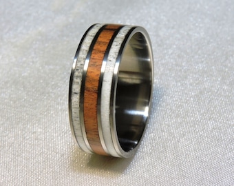deer antler titanium ring santos rosewood and deer antler inlay mens wedding band - Deer Antler Wedding Rings deer antler titanium ring santos rosewood and deer antler inlay mens wedding band - Deer Antler Wedding Rings