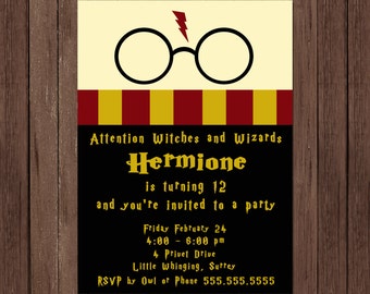 Harry Potter Birthday Invitation Gryffindor Digital File Printable Customized