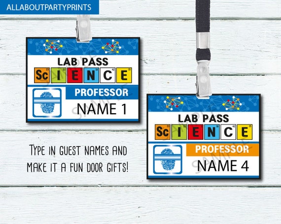 Instant Download Science Party Lab Pass Printable-digital