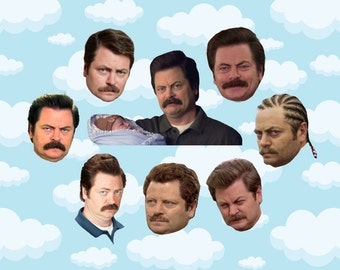 Ron Swanson Expressions Sticker Pack 8 ct 2 x 1.5" - Parks and Rec - Parks and Rec Ron - Ron Swanson Stickers - Ron Swanson Gift